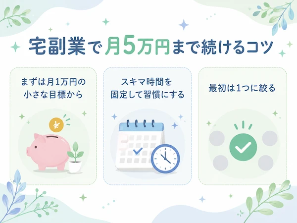 在宅副業を月5万円まで無理なく続けるコツ